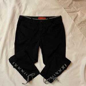 Cartonnier Black Lace-Up Hem Cropped Trousers